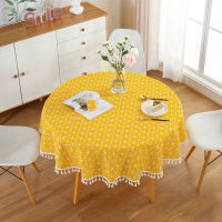 Nordic Style Cotton Linen Round Tablecloth Colored Stripe Christmas Tree Pattern Table Cover Washable Table Cloth For Tea Table