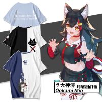 2023 nehololive vtuber เสื้อยืด ookami Mio แขนสั้น ayame คอสเพลย์ท็อปส์ลำลองอะนิเมะเสื้อที CASS ขนาดบวก