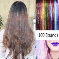 YOKE 100 Strands ลดกระหน่ำ Streak Clubbing ผมสังเคราะห์ บลิง ซิลค์ กิ๊บติดผม กลิตเตอร์สีรุ้ง ต่อผม