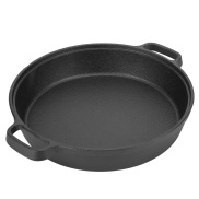 25CM Thickened Pancake Pan Cast Iron Flat Bottom Pan 2 Handle Kitchen