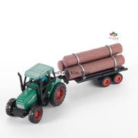 ProudNada Toys ของเล่นเด็กรถฟาร์มพ่วงลากไม้(สีเขียว) Farm operator NO.507B