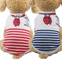 Navy Dog Clothes Summer For Small Dogs Cat Vest Soft Cotton Stripe Puppy Clothing Pet Tshirt Costumes For Dogs York Teddy Poodle Clothing Shoes Access