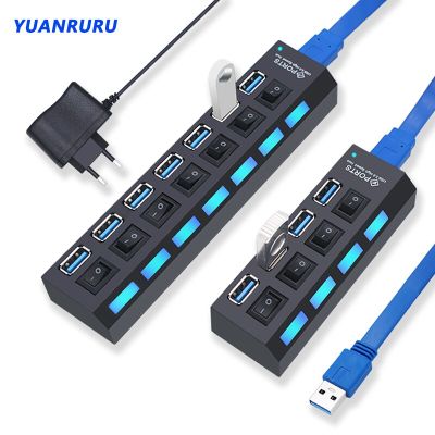 3.0 USB Hub Multi USB Splitter USB Multi Hub USB 3 Hub Use Power Adapter 4/7 Port 2.0 USB Port with Switch Computer Accessories USB Hubs