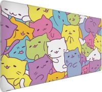 แมวน่ารัก Kawaii Gaming Mouse Pad Extended แผ่นรองเมาส์ XXL แผ่นรองโต๊ะขนาดใหญ่ แผ่นรองแป้นพิมพ์สำหรับสาว ๆ 35.4X 15.7 นิ้ว