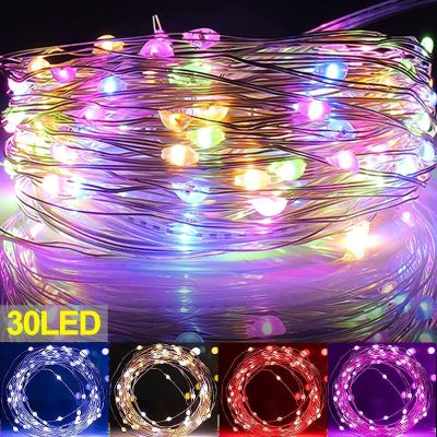 Copper Wire Fairy Light 30LED Battery Box Garland Light String Christmas Tree Wedding Party Decoration Holiday Room Garden Lamp