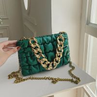 New Trend Small Square Bag Thick Chain Handbag luxury Clutch Bag European and American Plaid High Texture Shoulder Underarm Bag