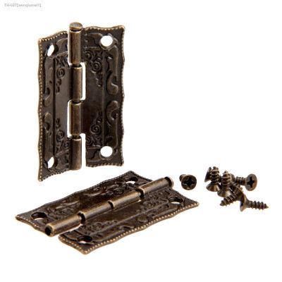 ▤▧✐ 10pcs Hinges 36x23mm Iron Antique Bronze Zinc Iron Decorative screws Vintage Wooden Jewelry Box Cabinet Flower Pattern Hardware