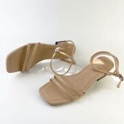 Giày Cao Gót Sandal Đi Học Mặc Áo Dài Váy Quai Mảnh Gót Đế Vuông Nữ Cao