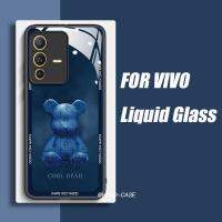 เคส Vivo V23 5G V27 V23e V27e V15 V20 Pro กระจก Cas Backplane ป้องกันรอบๆ3D ลายหมี X70 X80Pro