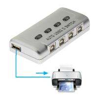 4 Port USB Auto Sharing Switch Peripheral Switcher Hub for Scanner, Printer