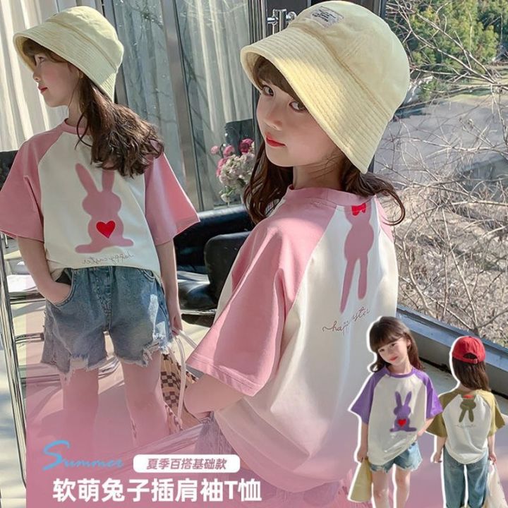 girls-summer-wear-short-sleeved-t-shirts-the-new-2023-han-edition-western-style-childrens-little-girl-half-sleeve-blouse-render-unlined-upper-garment