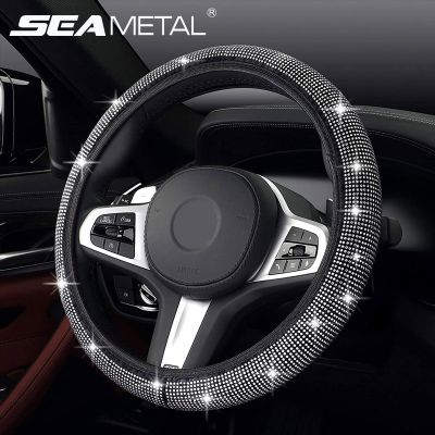 【YF】 Luxury Bling-Bling Steering Wheel Cover for Girls 38CM Diamond Car Protector Women Crystal Rhinestone Auto Accessories