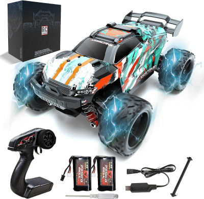 RC Monster Remote Control Car 1:18 Scale 38+KM/H High Speed 4WD Off Road RC Cars Gift for Boys &amp; Adults, 2.4GHz All Terrain RC Trucks Kids Toys with 2 Rechargeable Batteries. Green