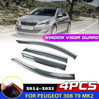 รถ Windows Visor สำหรับเปอโยต์308 T9 MK2 Hatchback 2014 ~ 2021กันสาดฝนคิ้วยามปก D Eflector ควันสติ๊กเกอร์ประดับ