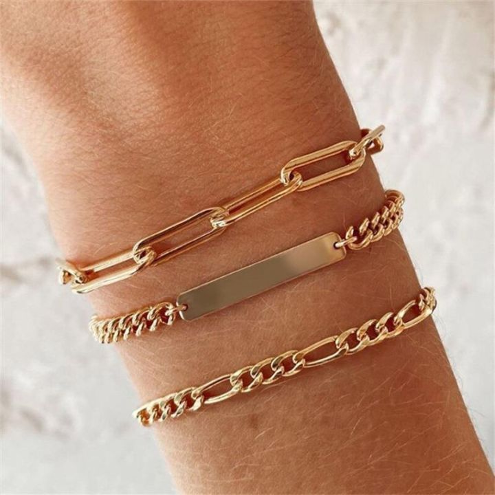 trendy-stainless-steel-tennis-cz-bracelets-for-women-simple-gold-color-rope-figaro-short-chain-on-hand-bangle-stacking-jewelry