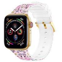 SmartPhonemall Square Buckle Color Printing Watch Band For Apple Watch Series 8&amp;7 41mm / SE 2&amp;6&amp;SE&amp;5&amp;4 40mm / 3&amp;2&amp;1 38mm(Flamingo 1)