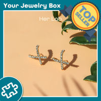 Her Lab Jewelry  | ต่างหู X ชุบทอง 14K ต่างหูฮักกี้กระดุมเครื่องประดับต่างหูแบบกอธิค Gift ส่งเสริมการขาย พื้นฐาน ป้องกัน