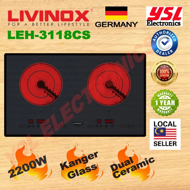 LIVINOX LEH3118CS Dual Ceramic Electric Hob BBQ & StirFried Function