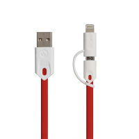 สายชาร์จ2หัว Wesdar-T2 Cable Charger 2in1 for Lightning&amp;Micro(1M) (White+Red)