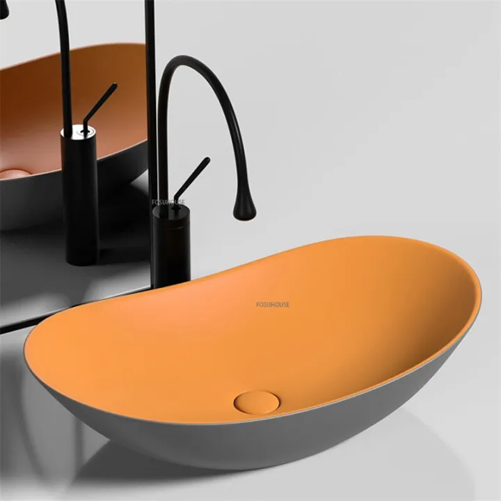 Nordic Home Ceramic Washbasin Light Luxury Bathroom Sink Lavatory Above