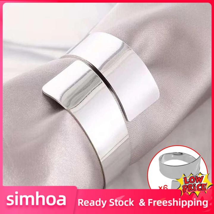 simhoa-ห่วงผ้าเช็ดปากสำหรับอาหารค่ำปลอกใส่ผ้าเช็ดปาก6ชิ้นสำหรับหมวกสำหรับตกแต่ง
