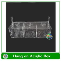 กล่องอคริลิคแยกเลี้ยงปลา กุ้ง ในตู้ปลาใหญ่  แบบแขวน 3 ช่อง Acrylic Aquarium Fish Tank Box Hang On