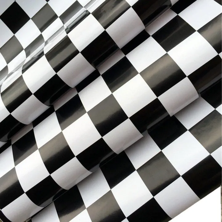 CHECKER BLACK AND WHITE WALLPAPER Self-adhesive Wallpaper Waterproof Pvc  With Glue Wall Stickers Renovation Background Sticker For Home Bedroom  Living Room 3D white and black checkered pattern | Lazada PH
