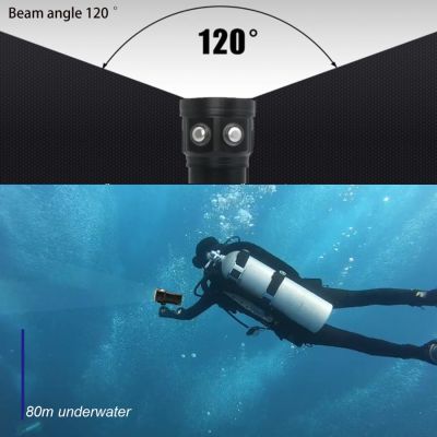 ไฟฉาย LED สำหรับดำน้ำ20000ลูเมน6 X XHP70ไฟใต้น้ำ100เมตรไฟฉายภาคสนามกันน้ำสำหรับถ่ายวิดีโอไฟเติม