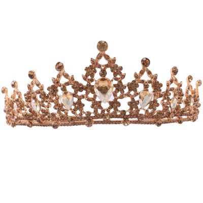 Pink MemoryChampagne Gold Crystal Tiara Crown Wedding Bridal Headwear Birthday Prom Pageant