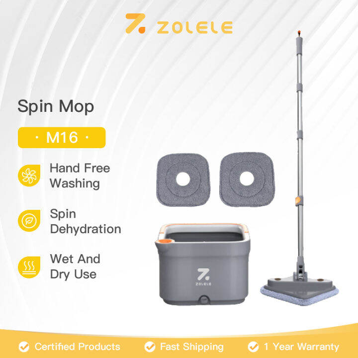 ZOLELE M16 Spin Mop Automatic Magic Rotating Mop Flat Mop Clean Water