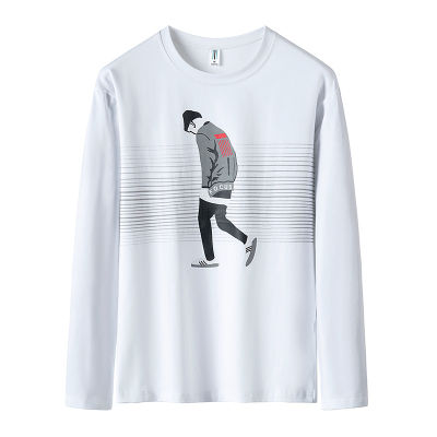 Autumn popular logo sets round collar ins fleece male male render outside wear long sleeve printed loose t-shirts students
