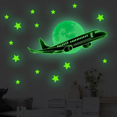 [24 Home Accessories] Night Sky Plane Stars Luminous Stickers Wall Stickers PVC Wallpaper Self Adhesive Glow Sticker อุปกรณ์ตกแต่งบ้าน Mural