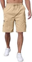 Mens Cargo Shorts Elastic Waist Outdoor Relaxed Fit Sport Shorts Jogger SweatShorts with Multi-Pocket