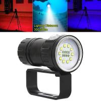 Underwater 80m Scuba Diving Canister Light 7 Modes Diving Flashlight QH18 120W 12000Lumens Ten 5050 White XML2 Four XPE Red R5 Four XPE Blue R5