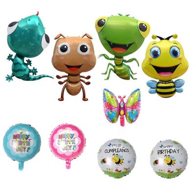 1pcs Large Insect Aluminum Foil Balloon Bee Gecko Ant Mantis Butterfly Jungle Birthday Party Decor Kids Boy Wild Animals Baloons Adhesives Tape