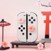 เคสฝาจับแท่งเก็บข้อมูลซิลิโคนนิ่มลายซากุระสีชมพูสำหรับ Switch NS Oled/Lite Joy-Con คอนโทรลเลอร์ปลอกหุ้ม