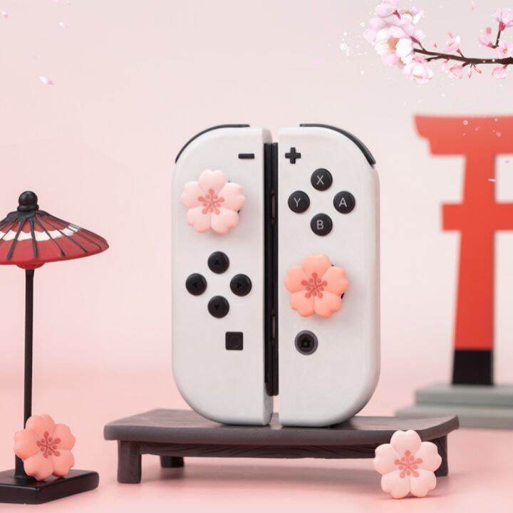 เคสฝาจับแท่งเก็บข้อมูลซิลิโคนนิ่มลายซากุระสีชมพูสำหรับ-switch-ns-oled-lite-joy-con-คอนโทรลเลอร์ปลอกหุ้ม