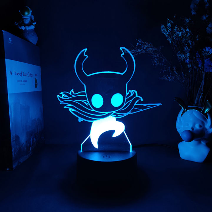 hollow-knight-figurine-player-hornet-diy-drawing-art-laser-engraved-acrylic-upward-lighting-led-sensor-lights-computer-desk-lamp