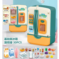 Children Pretend Play Toys Simulation Double Refrigerator Spray Refrigerator Educational Mini Kitchen Toys Role Playing Toy