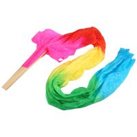 Colorful Belly Dance Dancing Silk Bamboo Long Fans Veils For Folk Dance 1.8m