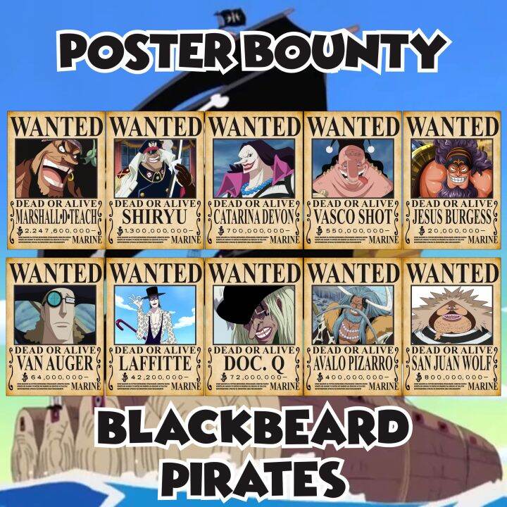 Poster Bounty Anime One Piece Yonko/Yonkou Blackbeard/Kurohige/Marshall