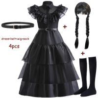 NWZSM Carnival Vestidos Wednesday Addams Cosplay Costume For Girl 2023 New Teenage Kids Mesh Party Evening Dresses 5 10 14 Yrs