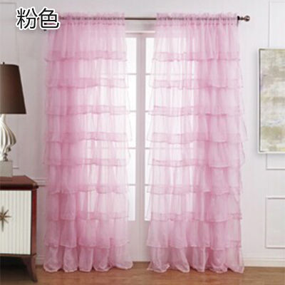 White Blinds Rod Curtain Tulle Multi-layered Lace Curtains for Bedroom Window Solid Color Blackout Curtain Home Use Cortinas
