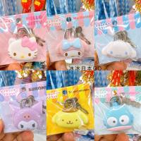 Sanrio Doll Head Shape Lock Decorative Tips Lock Pompom Purin Kuromi Mymelody Cinnamoroll Cartoon Kawaii Anime Plush Toy Gift