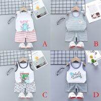 Summer Childrens Cartoon Vest Suits Cotton Sleeveless Childrens Clothes Set