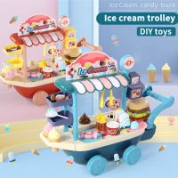 Mini Ice cream Candy Cart House Car Rotatable Toys For Girls Play Kitchen Toys Educational Toy Pretend Play Set for kids