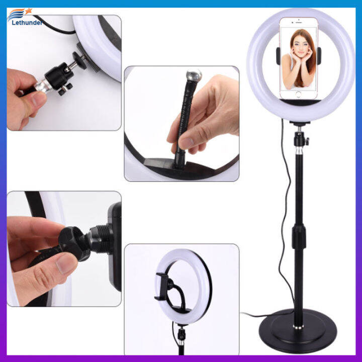 round-led-fill-light-dimmable-telescopic-stand-สำหรับโทรศัพท์มือถือวิดีโอ-live-selfie-photography