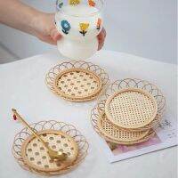 Ins Bloggers Hand-Made Bamboo Lace Coaster Chic Photo Prop Rattan Cup Holder Tea Holder