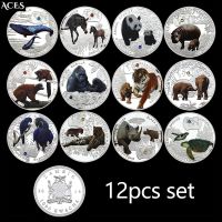 12Pcs Rare Animals Silver Coin Set Zambia 1000 Kwacha Coin Commemorative Medal In Capsule Gift For Animal Lovers