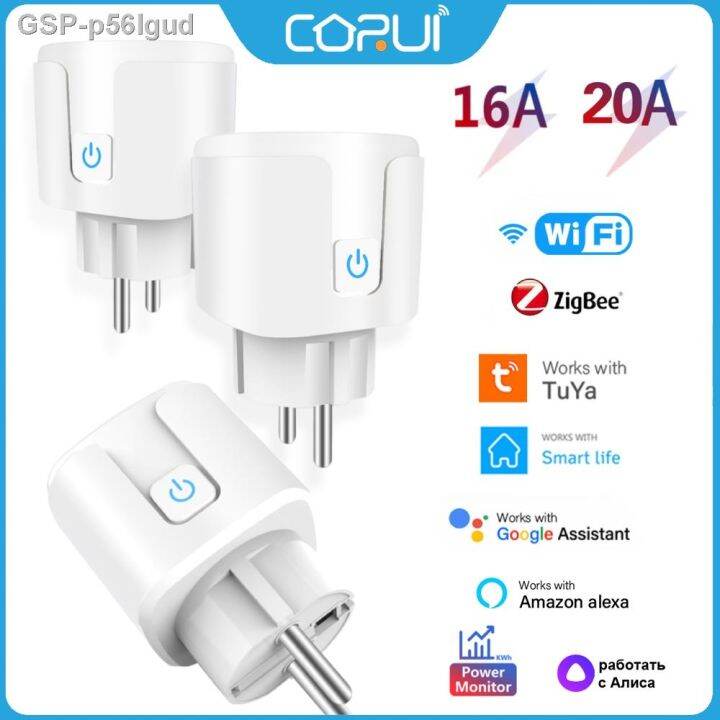 คุณภาพสูง-p56lgud-ปลั๊ก-corui-ewelink-tuya-wifi-16-20a-ปลั๊กตรวจสอบเวลาเต้าเสียบ-alexa-ควบคุมด้วยเสียงที่บ้าน